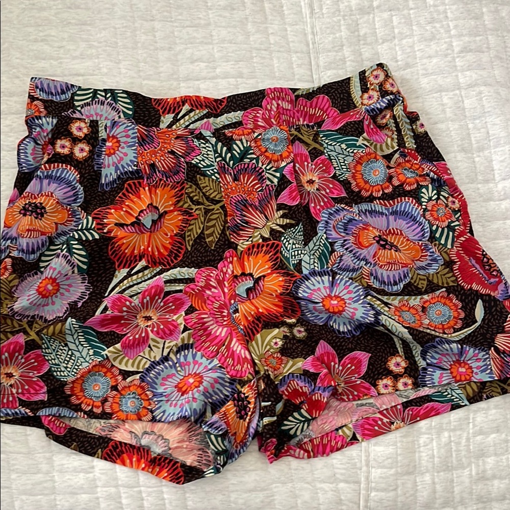 Torrid High Waist Red and Pink Floral Shorts